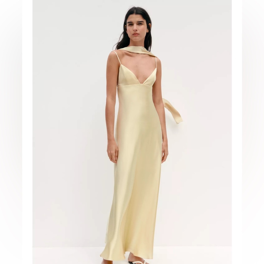 ZARA Satin Effect Foulard Dress